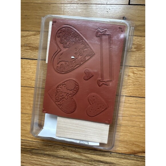 Stampin' Up! Take It To Heart Rubber Stamp Set New Wooden Blocks Uncut Set Of 5 - Picture 2 of 3